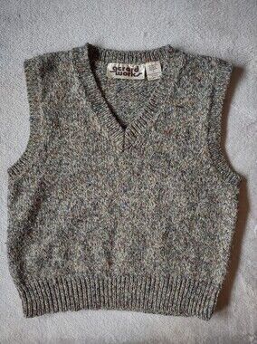 Vintage Gerard Works Wool Blend Sweater Vest Womens L Gray Speckled V-Neck